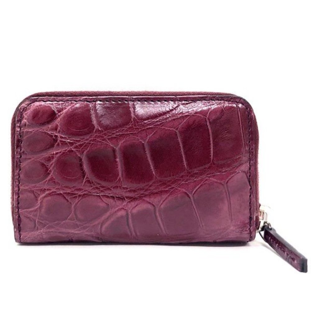 Gucci Crocodile Zip Around Card Case in Cherry Red